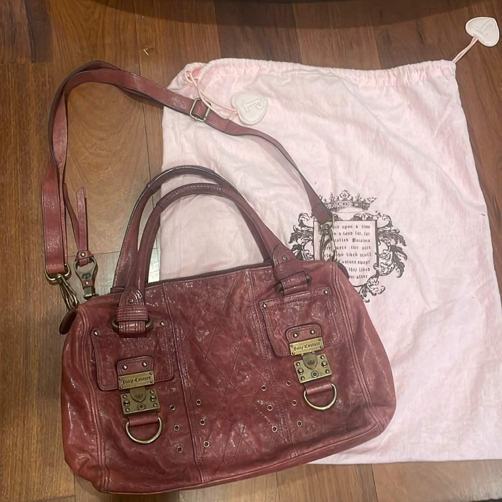 COPY - Juicy couture burgundy handbag. Medium size 100% leather… vintage.